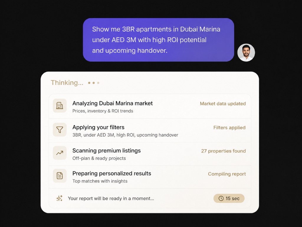 AI agent qualifying a Dubai Marina buyer request